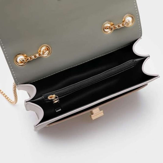 Color-blocked crossbody bag in leather for women