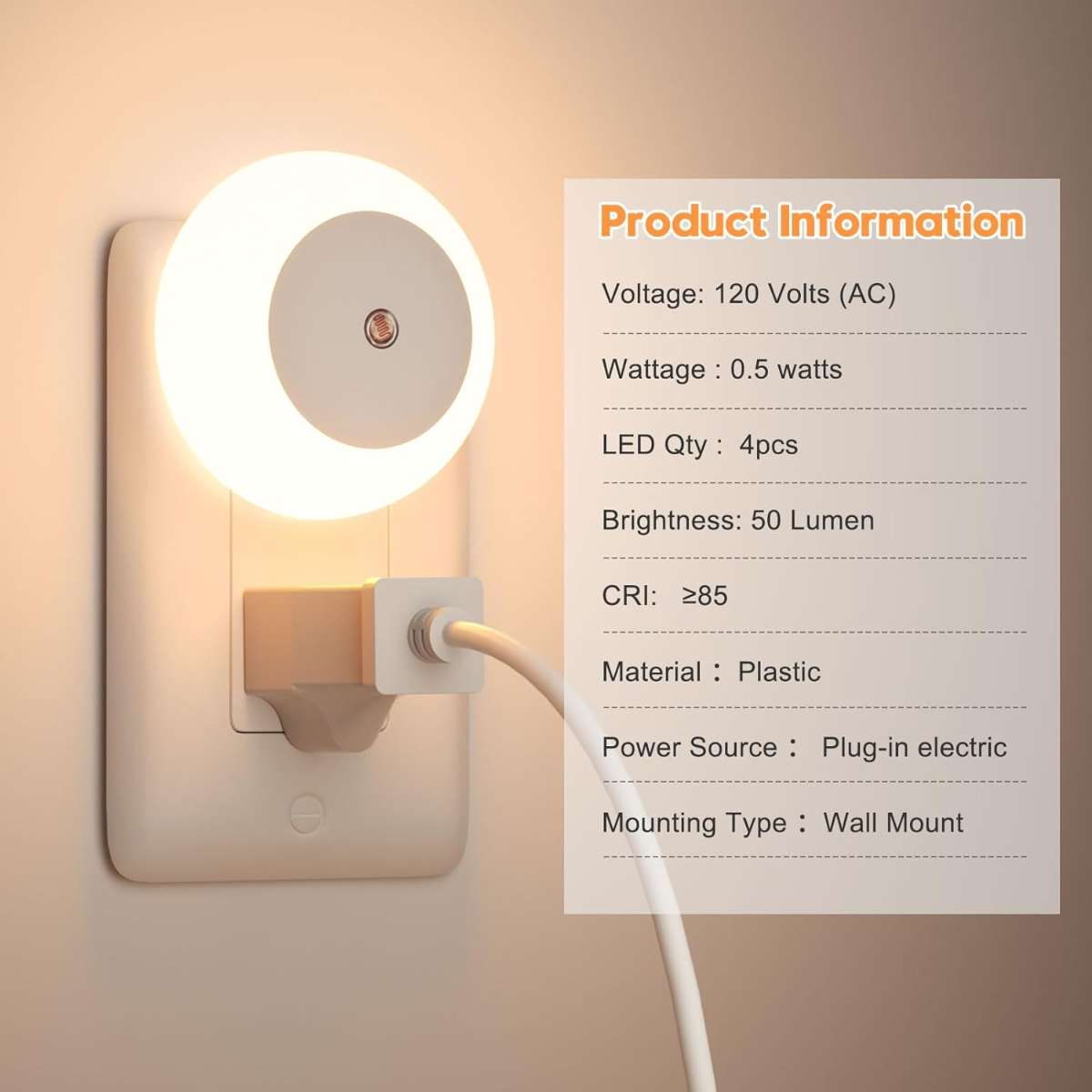 Night light, night light inserted into the wall
