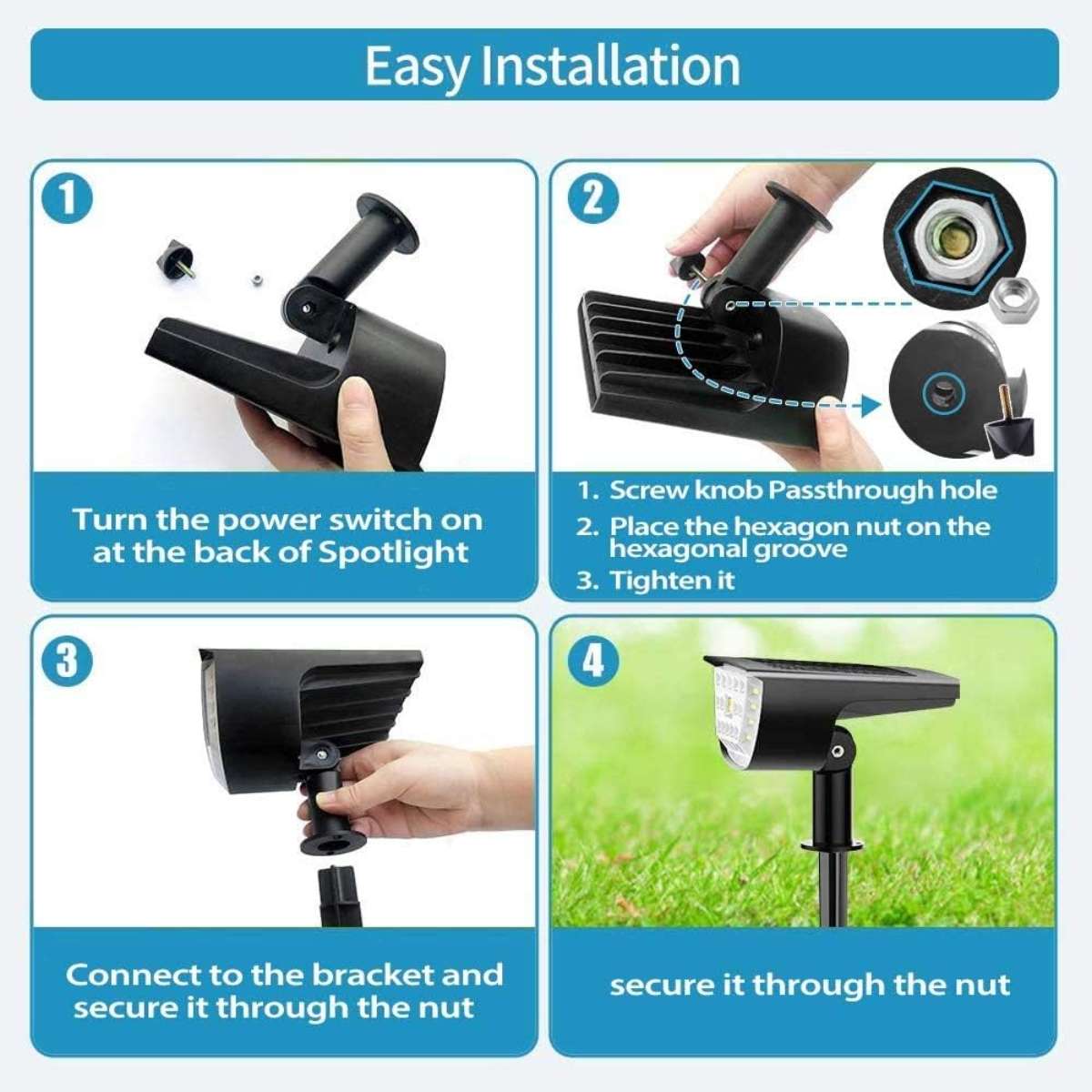 Solar Landscape Spotlight 32 LED IP65 Waterproof (Warm White)
