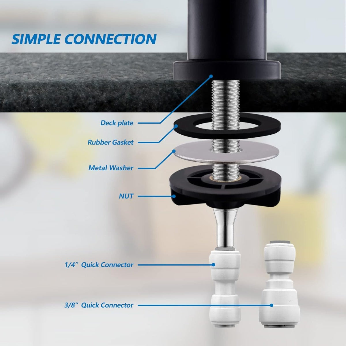 Matte black drinking water faucet, no air gap stainless steel filter faucet