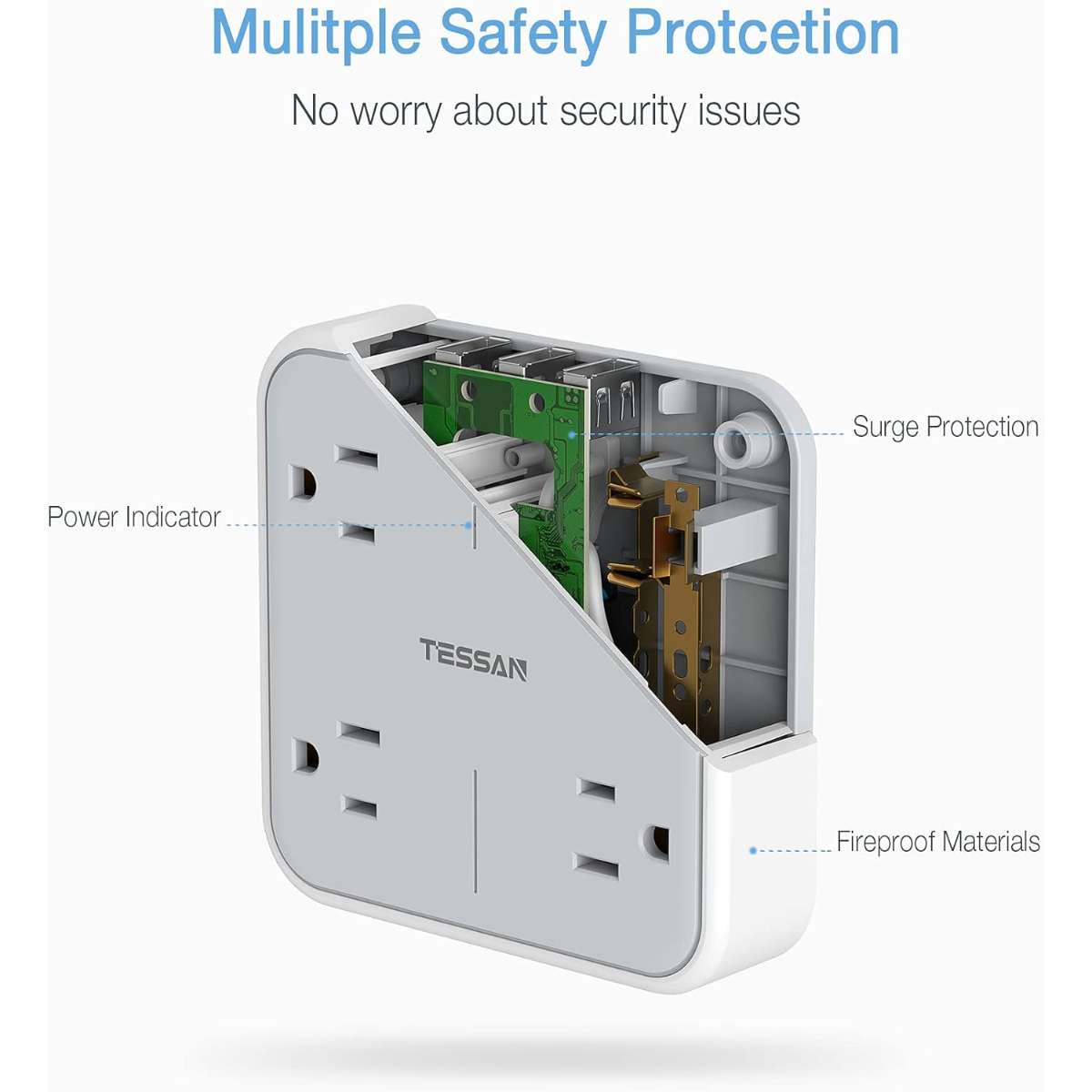 Multi-plug socket extender with USB