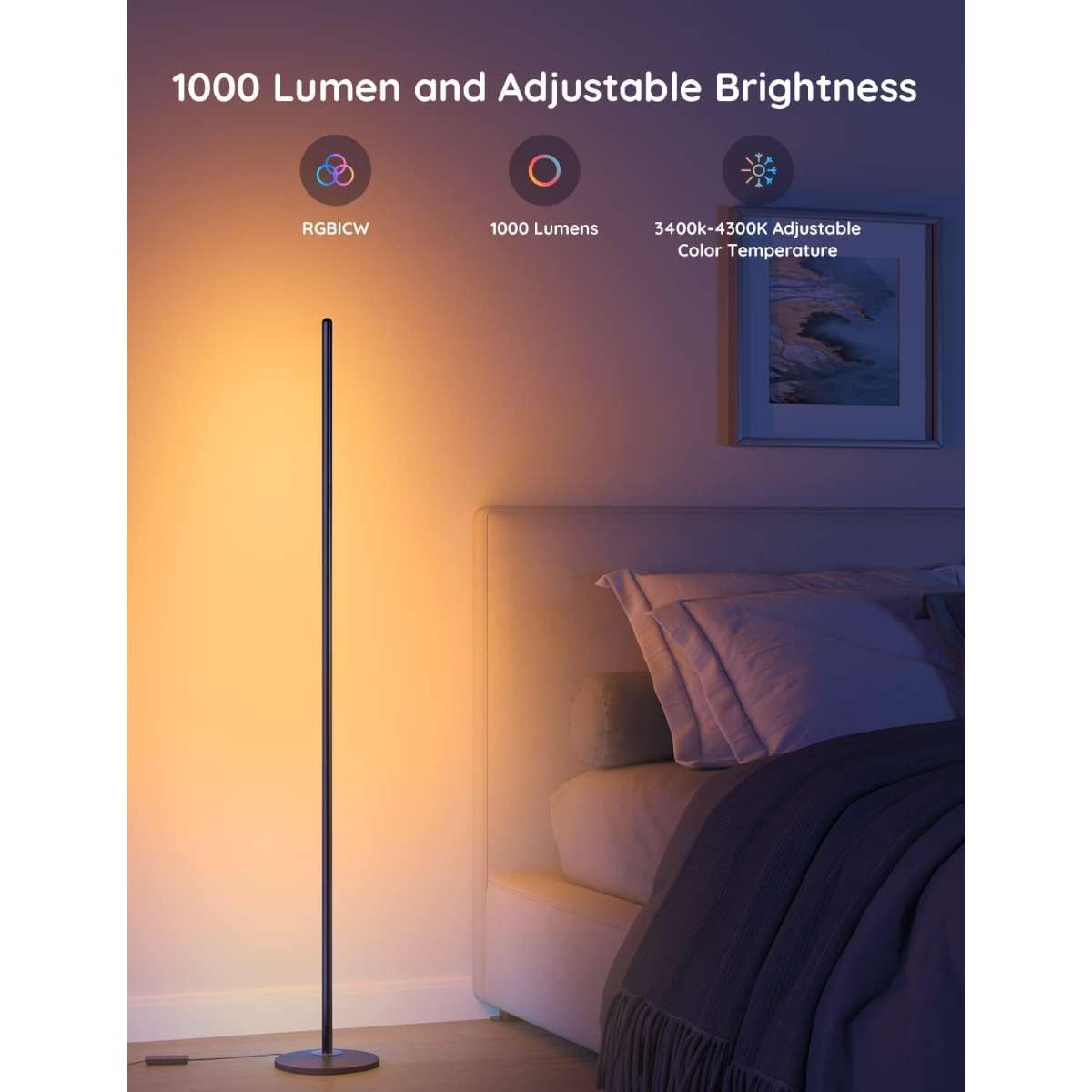 The Govig Beach Floor Lamp, Ryder Corner Lamp work in conjunction with Alexa