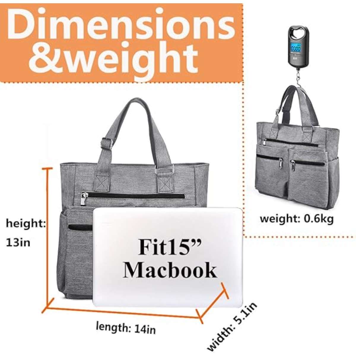 Canvas tote bag waterproof nylon multi-pocket shoulder bag