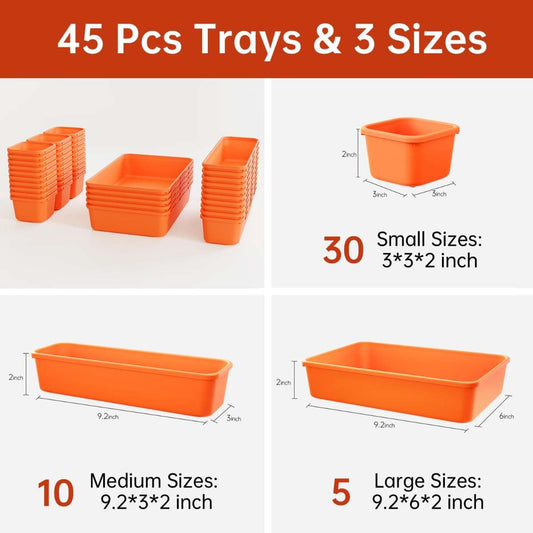 45 Pack Toolbox Organizer Tool Tray Divider Orange