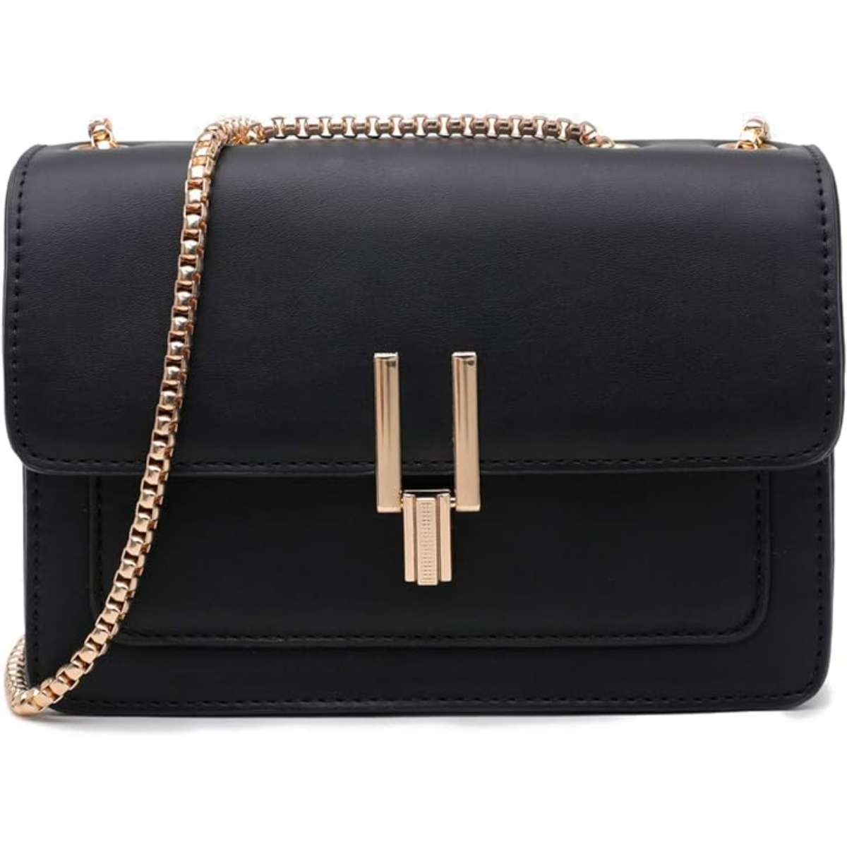Color-blocked crossbody bag in leather for women