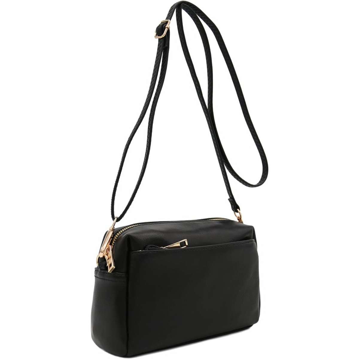 FashionPuzzle Triple Zip Small Crossbody Bag