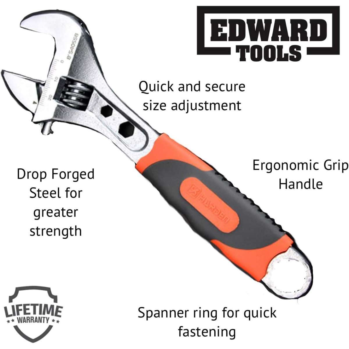 Edward Tools Pro 8" Adjustable Wrench - Wrench Handle
