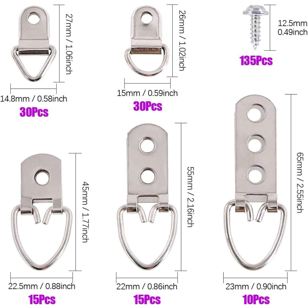 Swpeet 415Pcs Picture Hanger Kit with Screws-7 Model