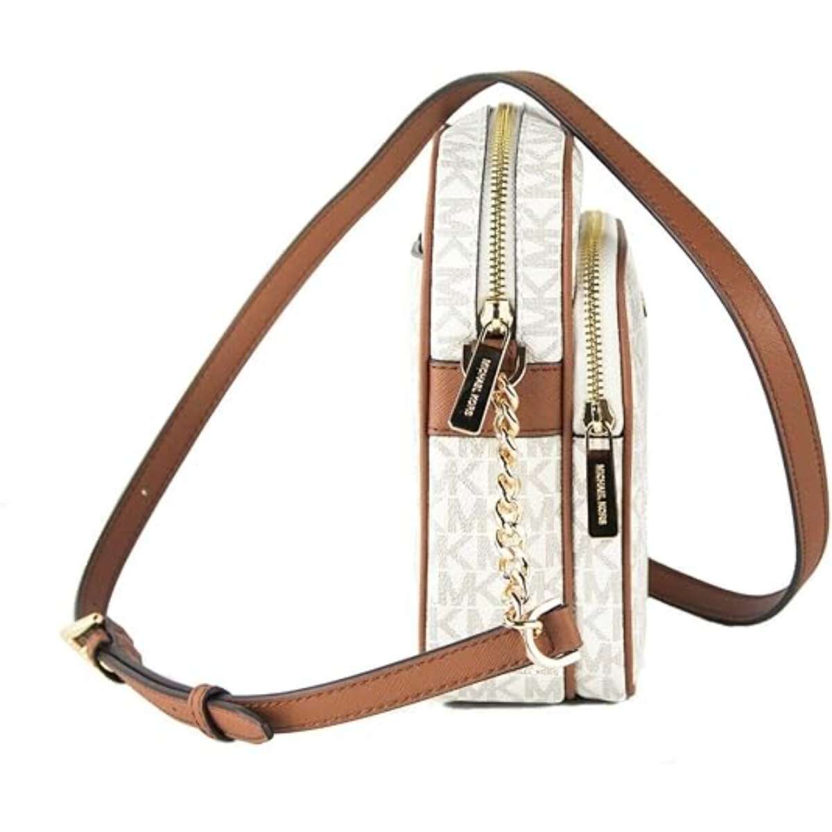 Michael Kors Jet Set Travel Signature PVC Medium Logo Chain Crossbody Flight Bag
