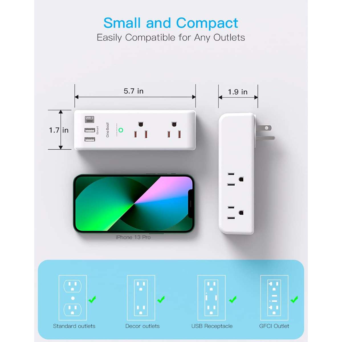 Surge Protector Socket Extender - with Swivel Plug