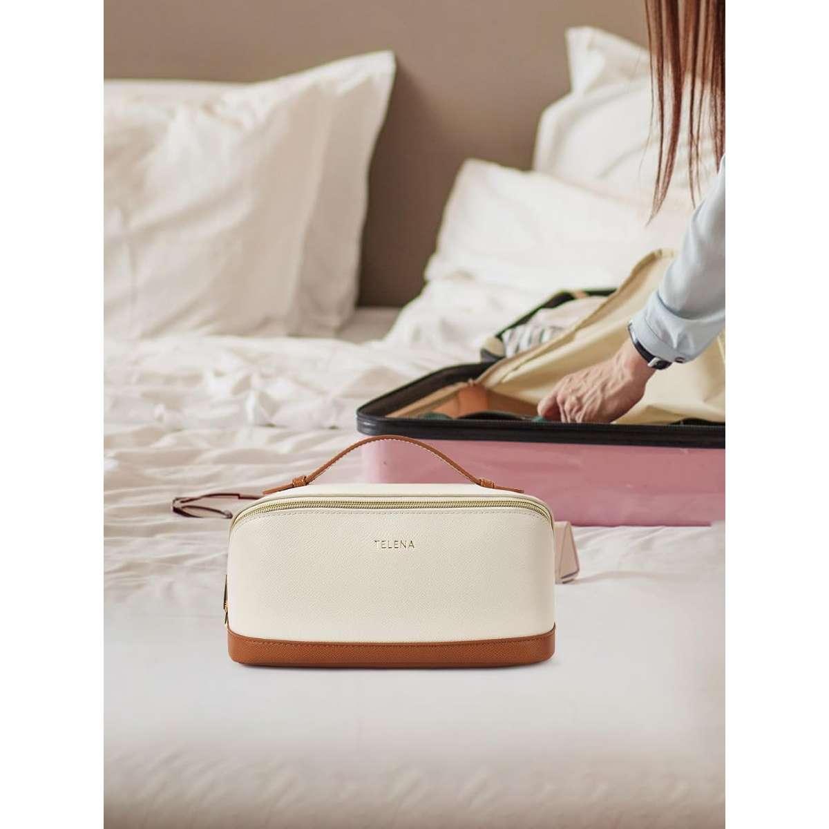 Telena Cosmetic Bag Large Capacity Travel Cosmetic Bag Portable