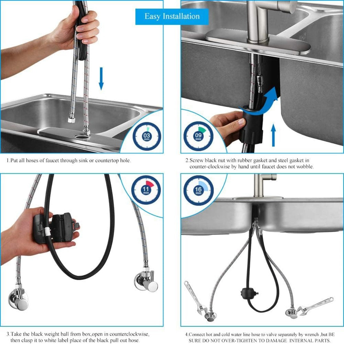 Arofa pull-down sprayer - brushed nickel kitchen faucet