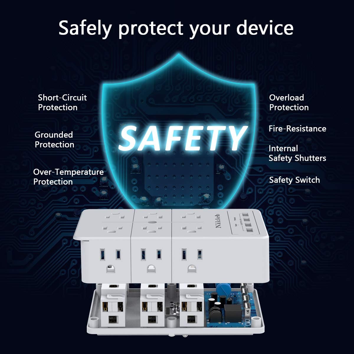 Multi-Plug Socket Surge Protector Nikleb