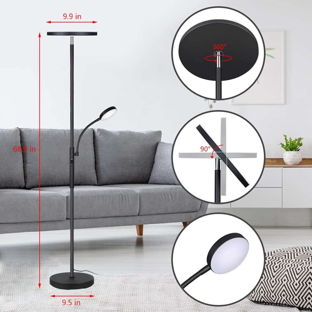 Dimunt Floor Lamp LED Floor Lamp for bright lighting in the living room