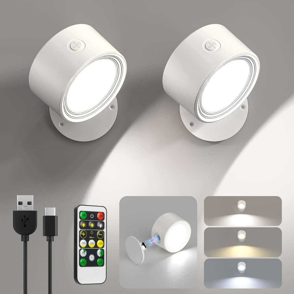 LED wall light 2 pieces with remote control wall mounted light