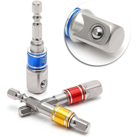 Impact-grade socket adapters/extension kits turn the drill into a high-speed nut driver