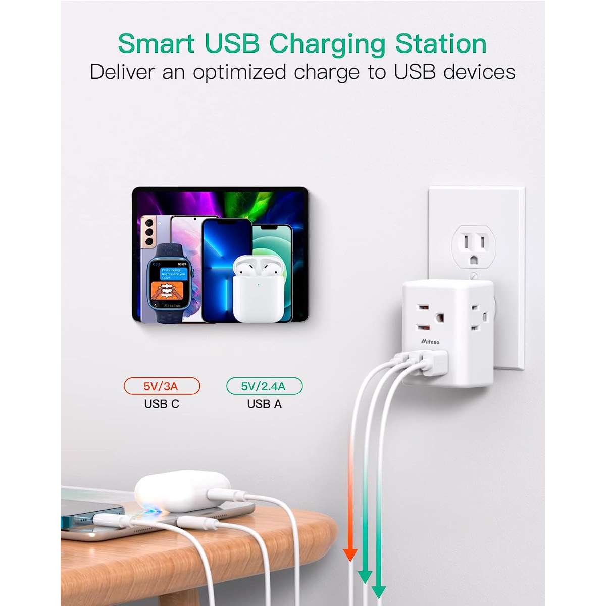 Socket Extender Multi Plug Socket - with 3 USB ports