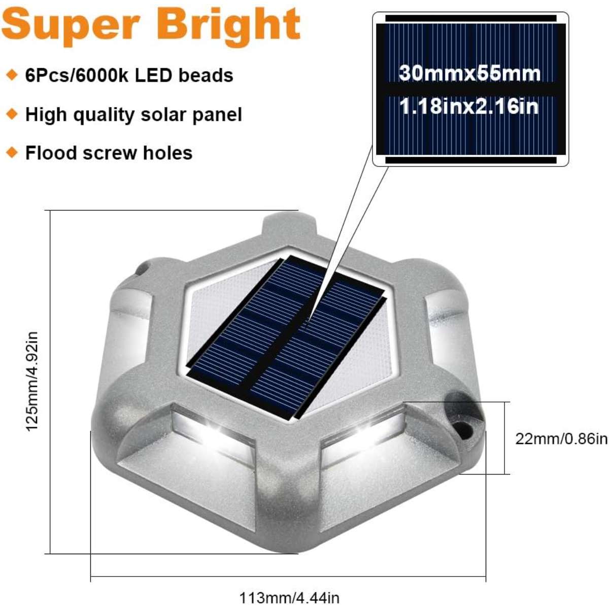 VOLISUN Solar Deck Light Driveway Dock Light (Warm White/White)