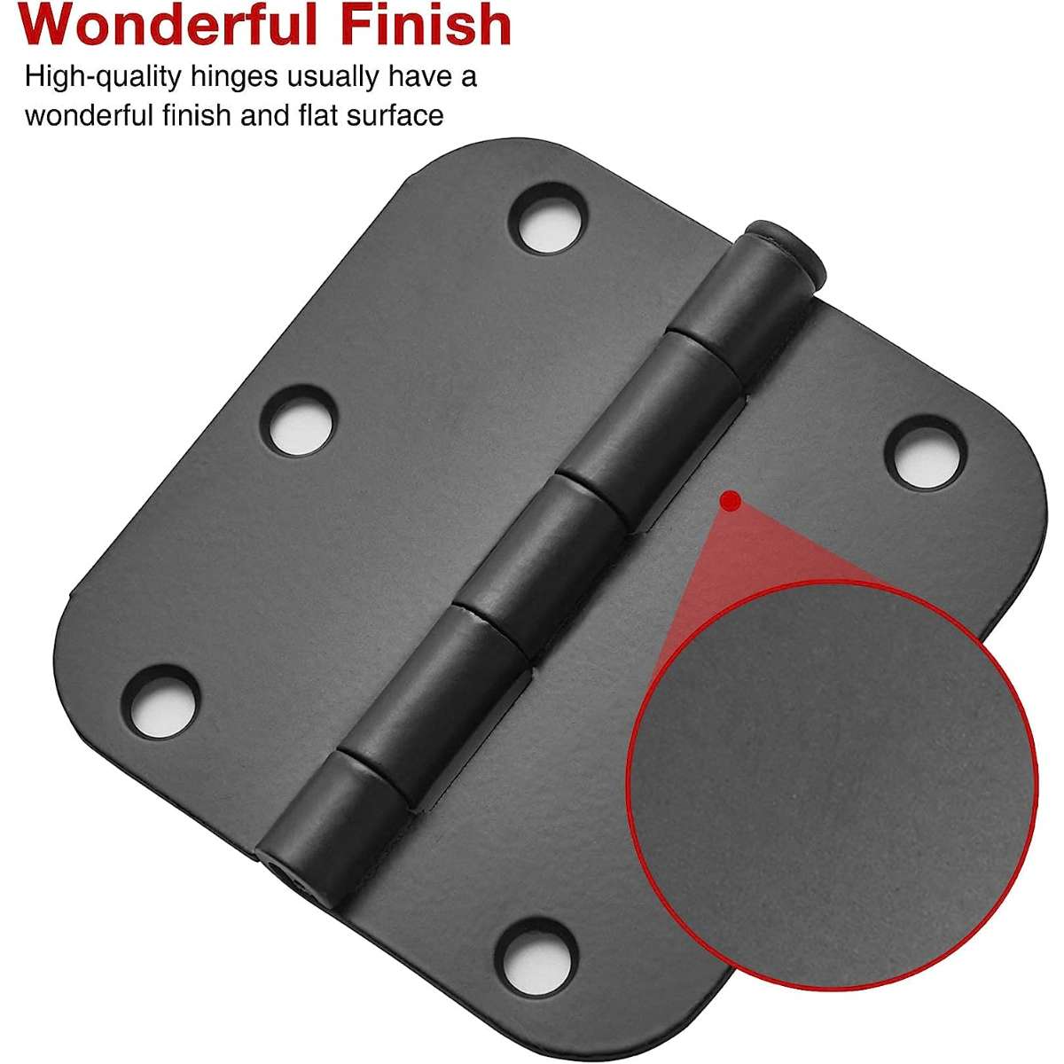 30-pack round matte black door hinges