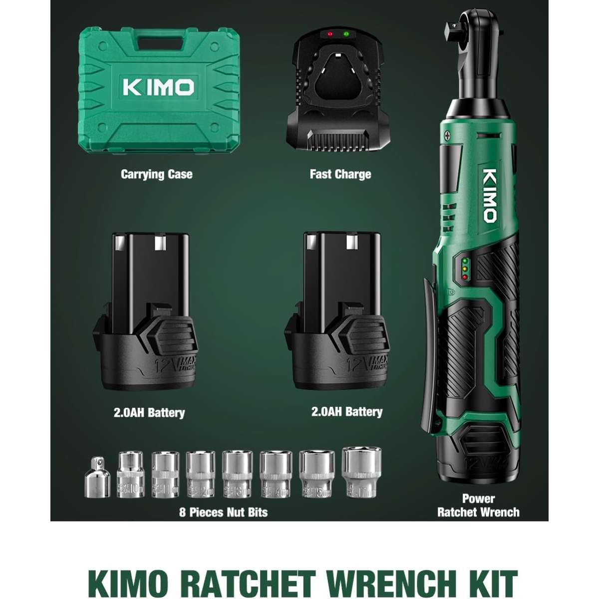 KIMO Rechargeable Electric Ratchet Wrench Kit