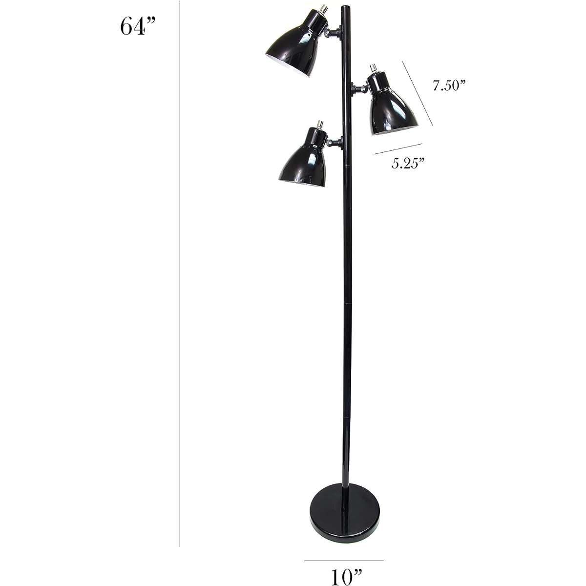 Simple Designs LF2007-BLK Metal 3 Light Tree Floor Lamp, Black