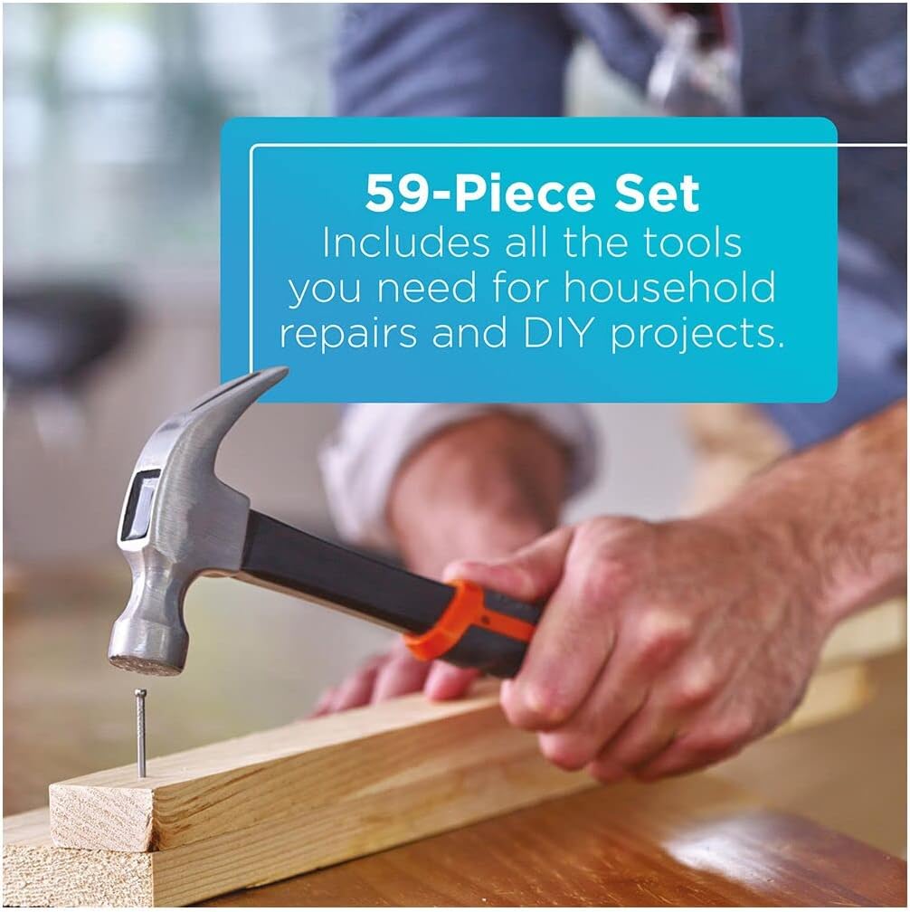 BLACK+DECKER 12V MAX Drill & Household Tools Kit, 60 Pieces (BDCDD12PK)