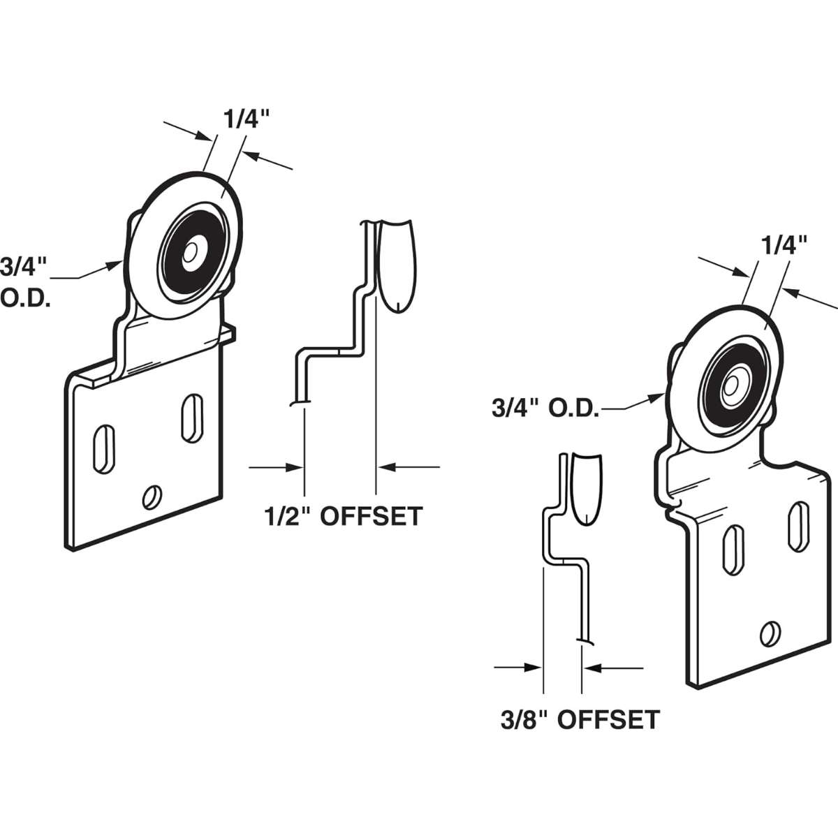 Prime-Line N 7533 Sliding Closet Door Roller Kit (2 Pack)