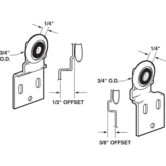 Prime-Line N 7533 Sliding Closet Door Roller Kit (2 Pack)