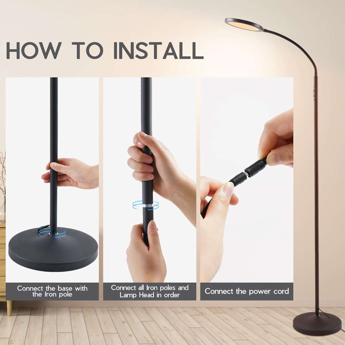 Tenmiro LED Floor Lamp for Living Room (Black)