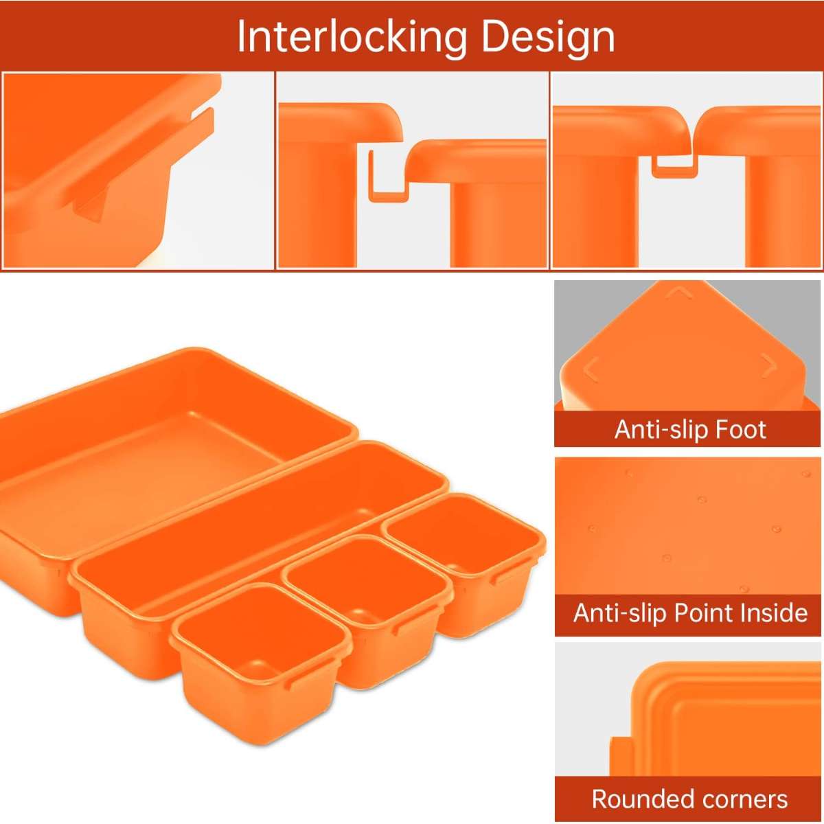 45 Pack Toolbox Organizer Tool Tray Divider Orange