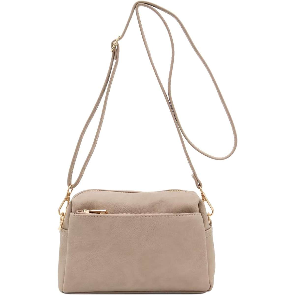 FashionPuzzle Triple Zip Small Crossbody Bag