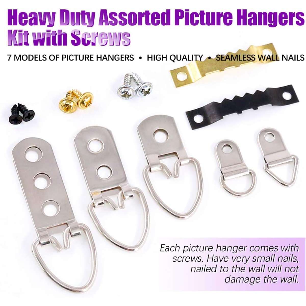 Swpeet 415Pcs Picture Hanger Kit with Screws-7 Model