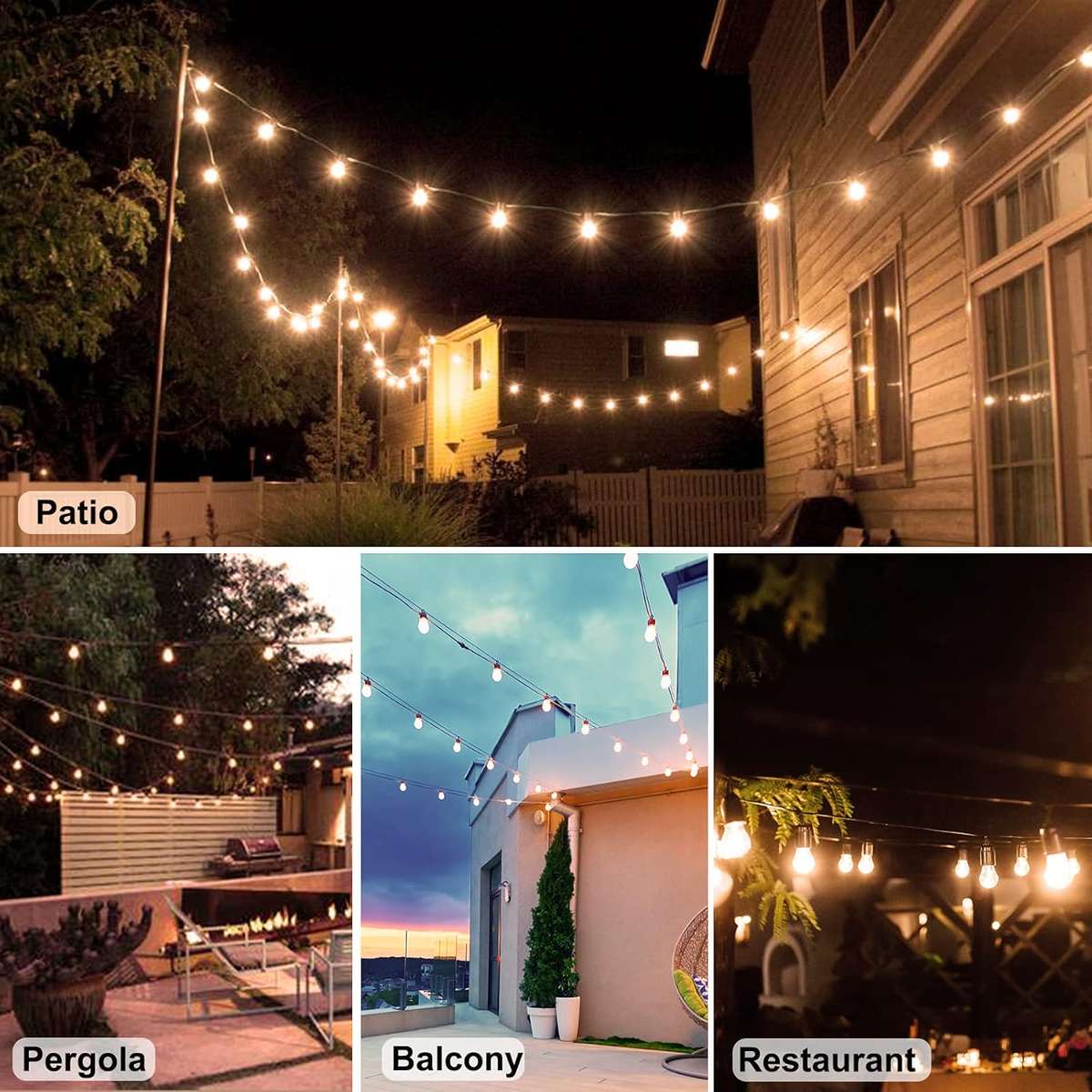 S14 LED Outdoor String Light, Shatterproof IP65 4-Pack x 27ft (Max 918ft)