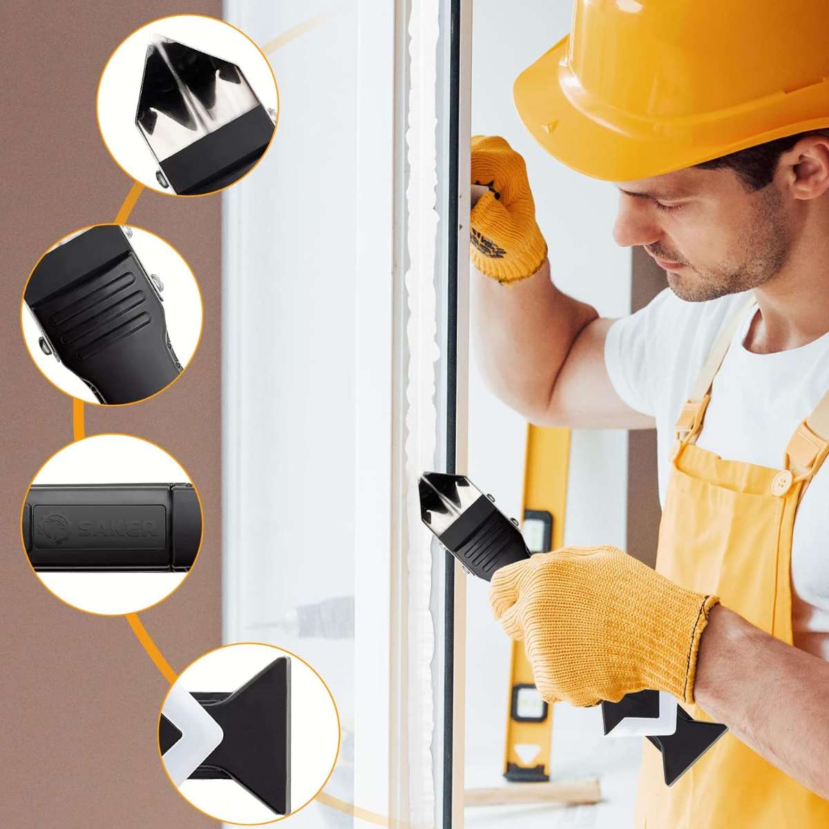 Saker silicone caulking tool