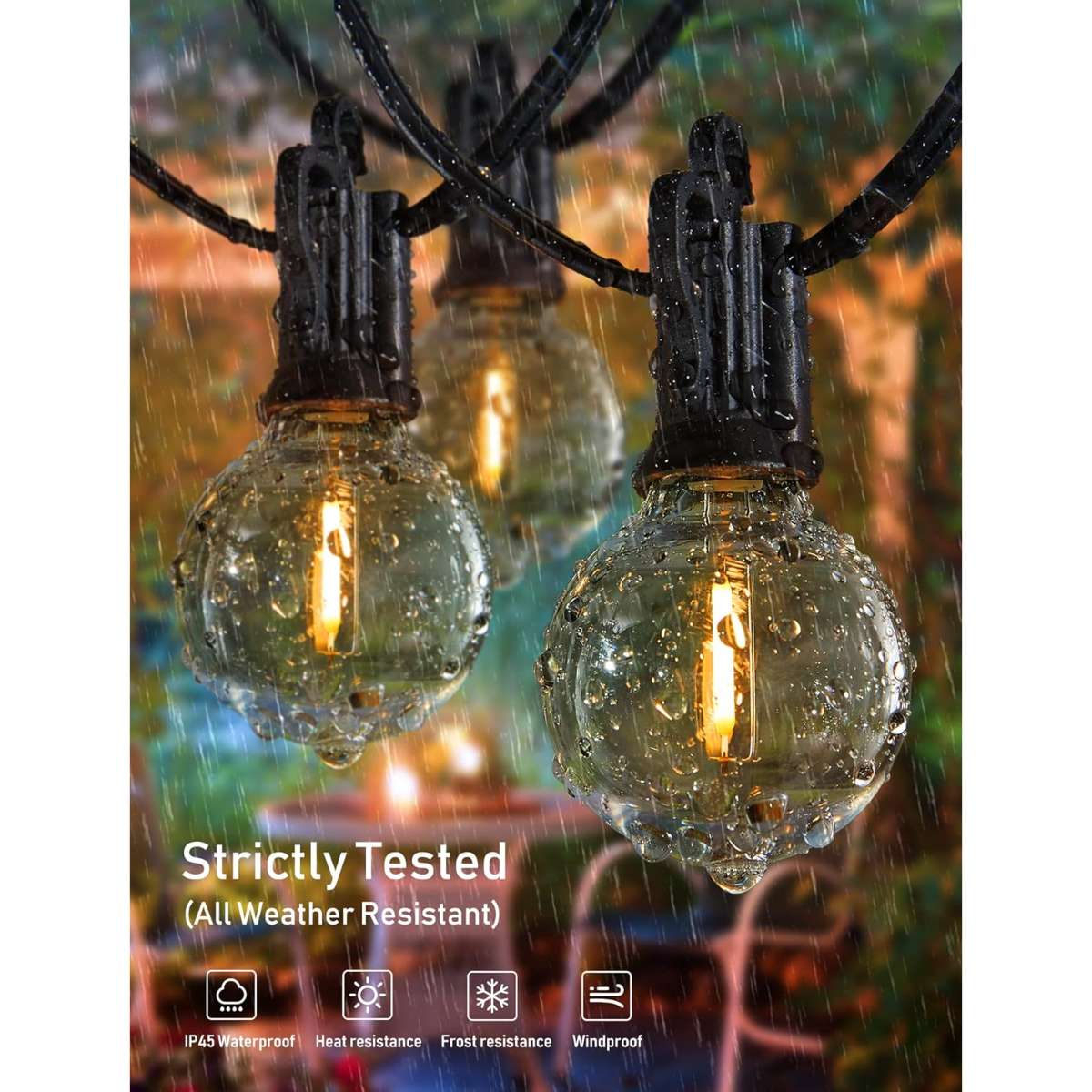 Brightown 58FT Solar String Lights Outdoor with Remote Cable Ties and Hooks