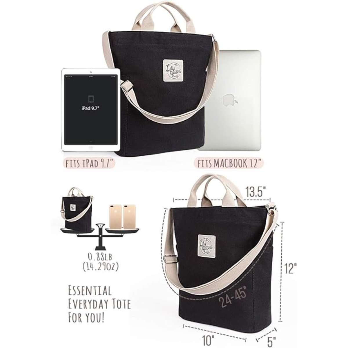 Lily queen Women Canvas Tote Handbags Casual Shoulder Work Bag Crossbody