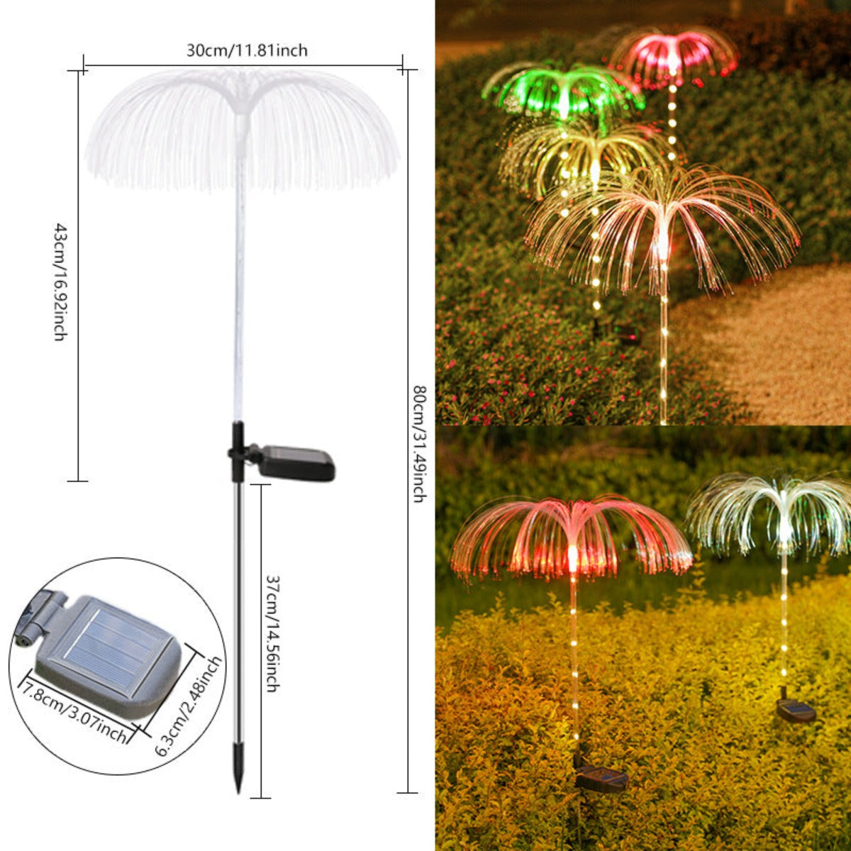 Solar fiber optic jellyfish lamp