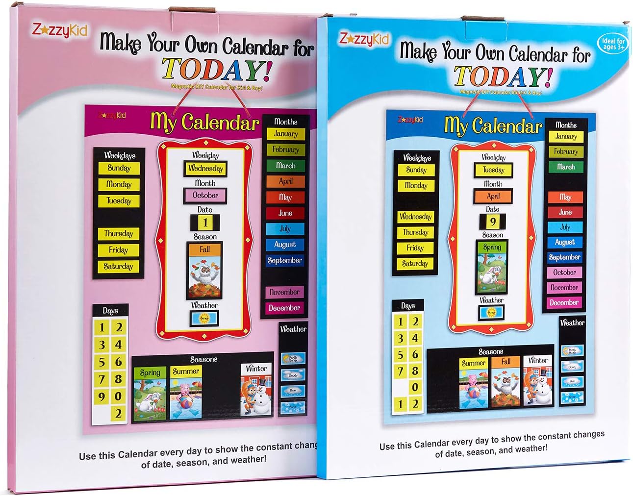 ZazzyKid Magnetic calendar and weather charts for kids