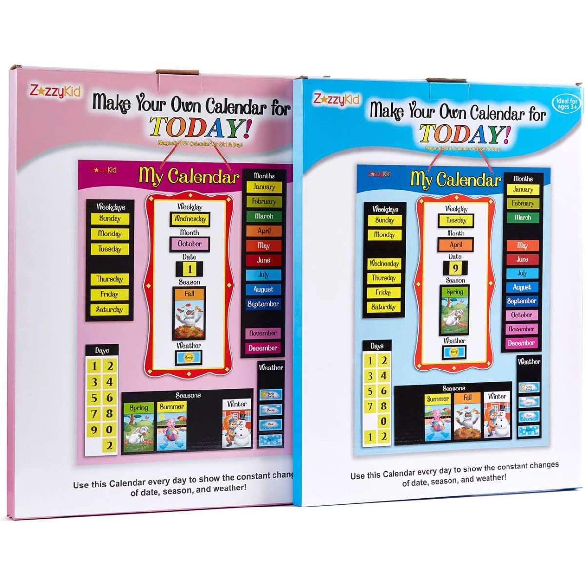 ZazzyKid Magnetic calendar and weather charts for kids