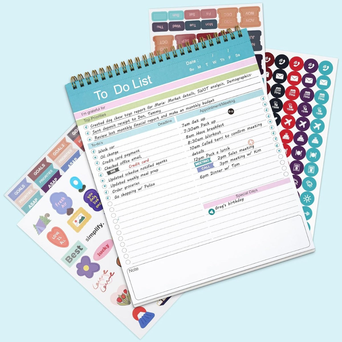 To Do List Notepad, Spiral Bound Undated Daily Planner