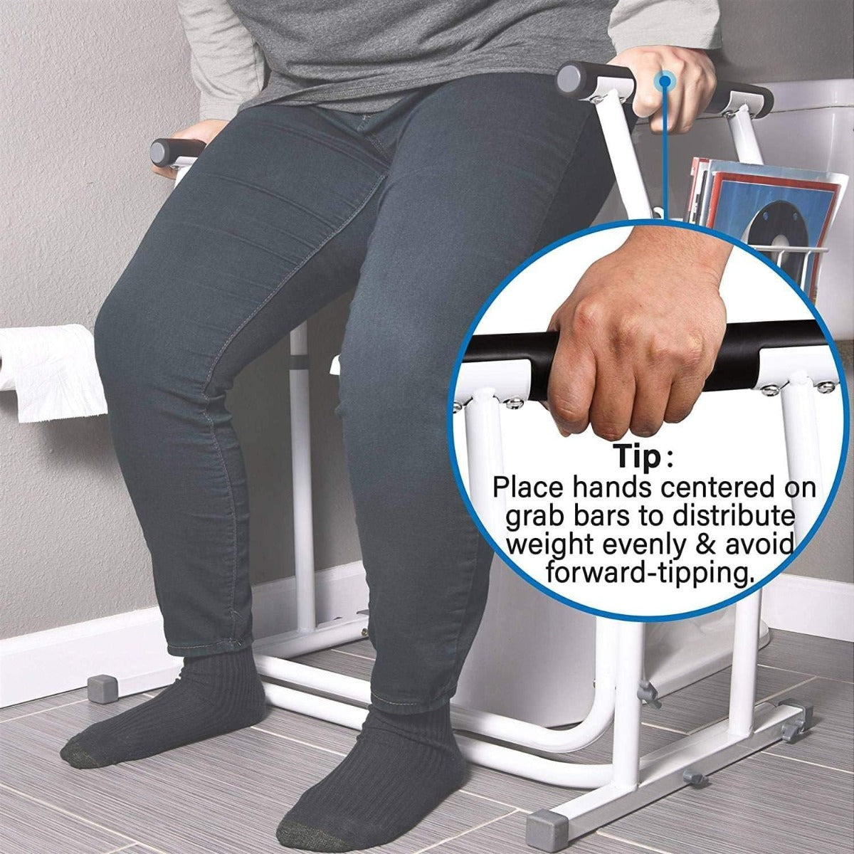 Vunn Medical Bathroom Patent Height Adjustable height toilet grab bars