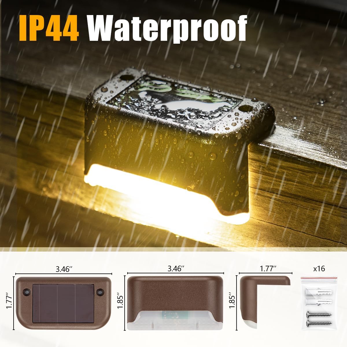 SOLPEX Solar Deck Lights Outdoor 16-Pack
