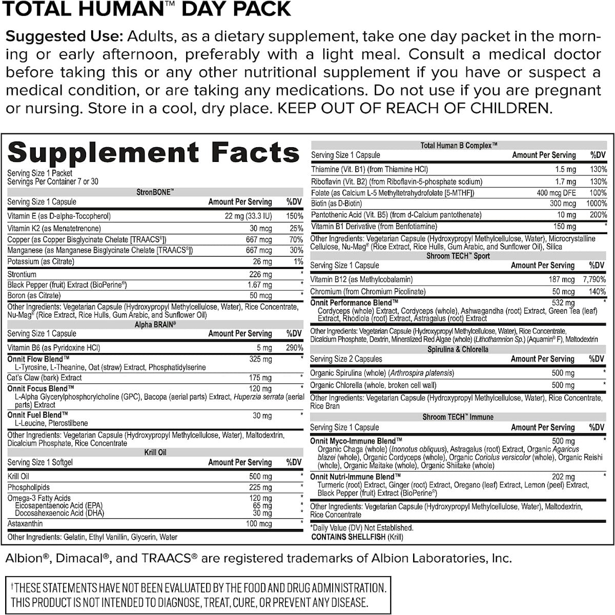 ONNIT Total Human Day and Night Vitamin Packs for Men and Women