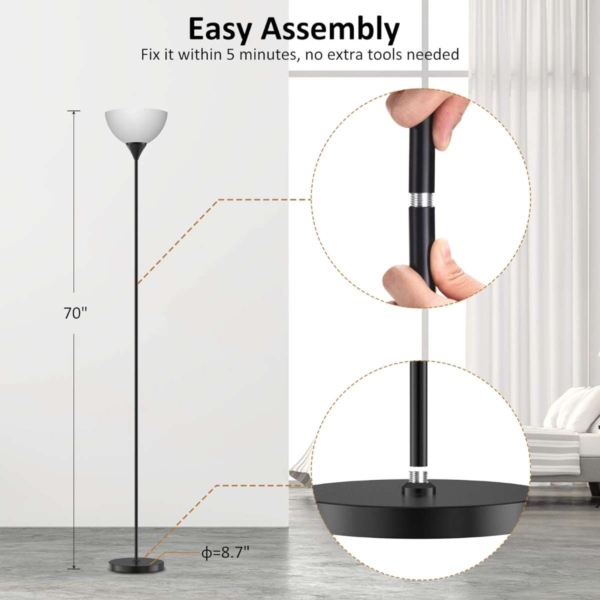 Paisley Floor Lamp, (Matte Black)