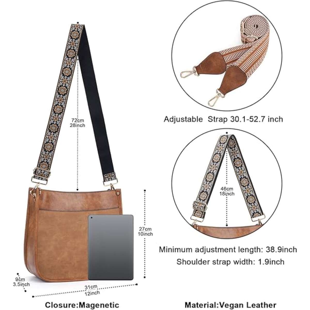 HKCLUF Women's Crossbody Bag Vegan Leather Tote