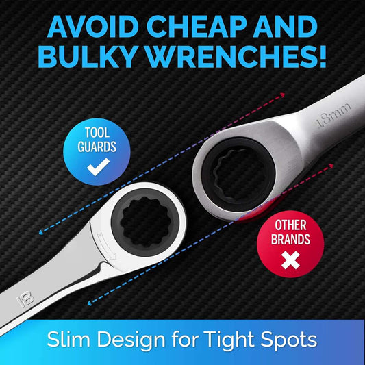 TOOLGUARDS 18mm Wrench SLIM DESIGN Ratchet Wrench