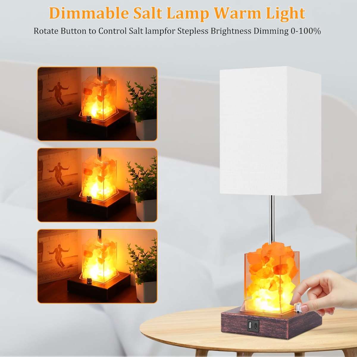 Dott Arts Touch Table Lamp with USB port and AC power outlet