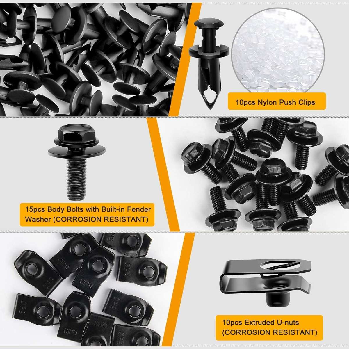 GOOACC GRC-70 35PCS Fixing Fastener Rivet Clip, Black