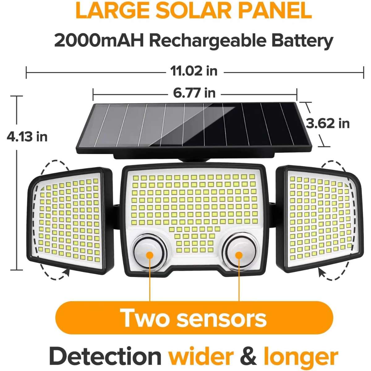 UME Solar Outdoor Light 332 LED 7000K, 2 pack
