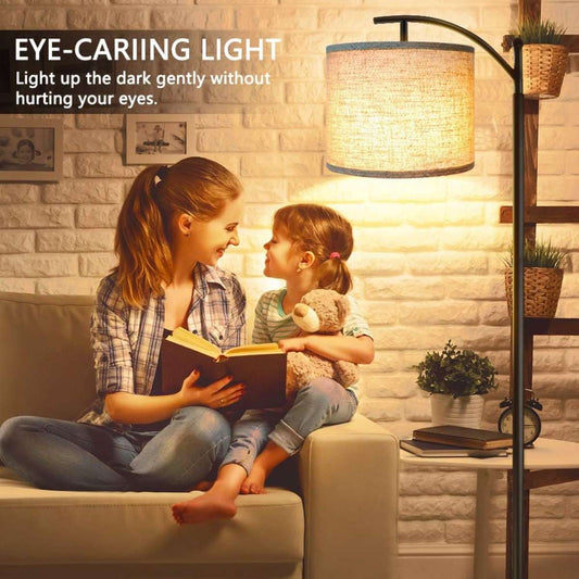 Living room floor lamp, 3 color temperature LED bulbs - black